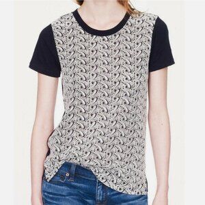 J Crew Navy Paisley Eyelet Front Shirt